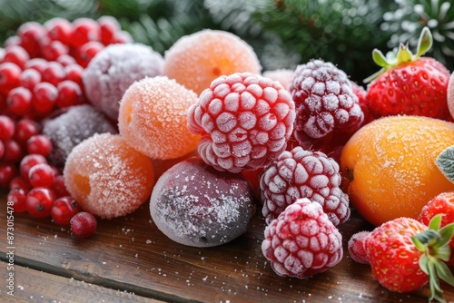Fototapeta Naklejka Na Ścianę i Meble -  frozen fruits on the kitchen professional advertising food photography