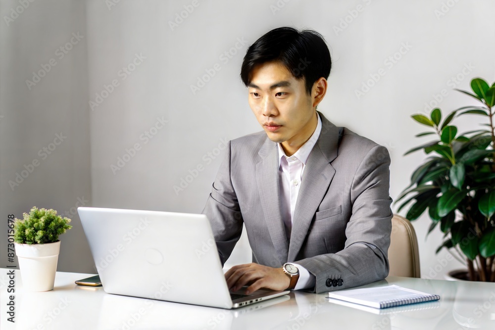 Serious Asian Marketing Manager Working at Desk
Serious Asian Marketing Manager Working at Desk