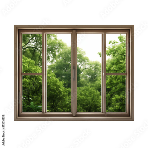 A Window View into a Lush Green Forest