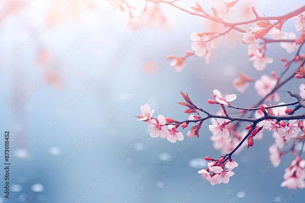 Obraz premium blurred background with branches and cherry blossoms with generative ai