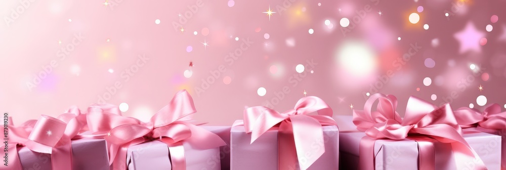 Pink Gift Boxes with Shiny Background Pink Gift Boxes with Shiny Background