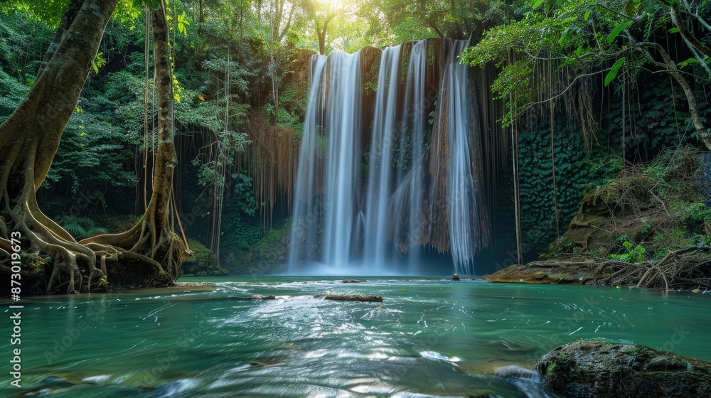 Beautiful waterfall in the national park forest. Beautiful waterfall in the national park forest.