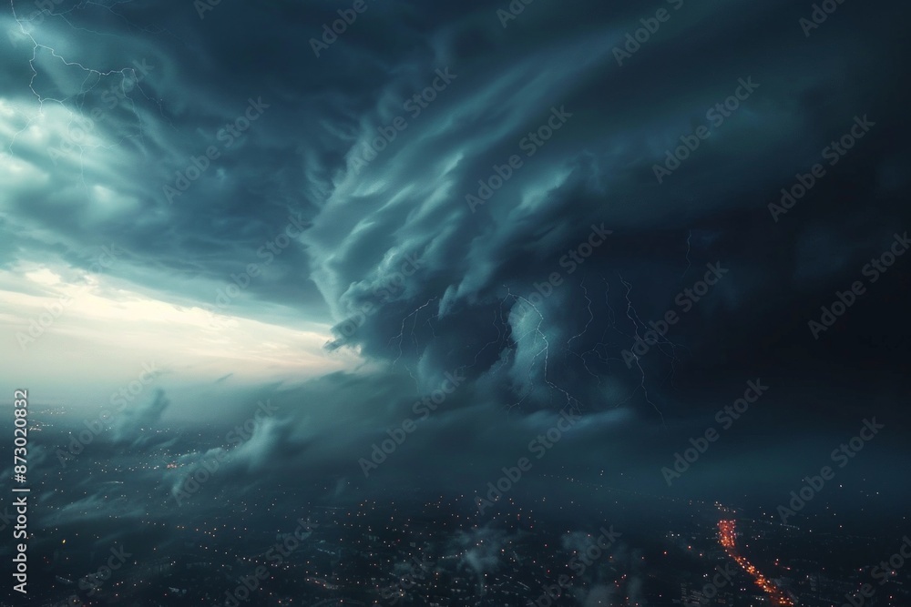 The dramatic sky was illuminated by flashes of lightning as the supercell storm clouds gathered, bringing with them the promise of a heavy storm The dramatic sky was illuminated by flashes of lightning as the supercell storm clouds gathered, bringing with them the promise of a heavy storm