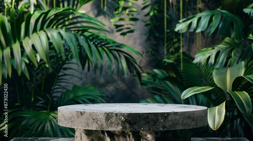 Stone podium against a back...