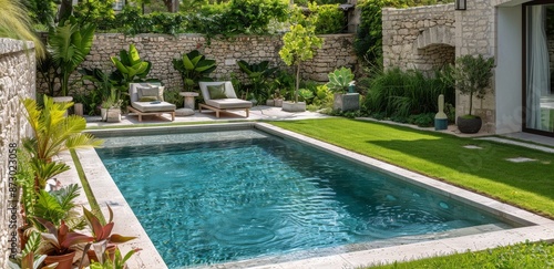Private Pool And Lush Greenery In A Mediterranean Villa Courtyard