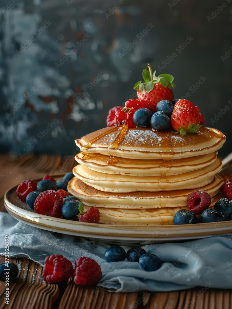 stack of pancakes with honey stack of pancakes with honey