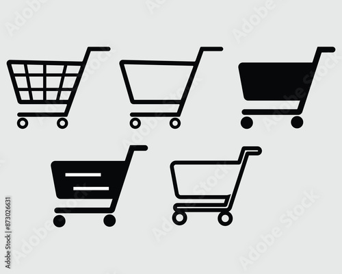 Shopping Cart Vector Flat Icon, Symbol, Sign Design