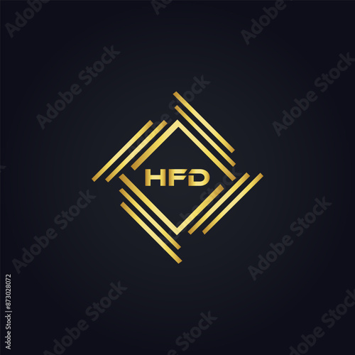 HFD logo. H F D design. White HFD letter. HFD, H F D letter logo design. H F D letter logo design in GOLD, GOLDEN LOGO, THREE, style. letter logo set in one artboard. H F D letter logo vector design. 