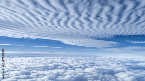 White cirrocumulus clouds against a blue sky