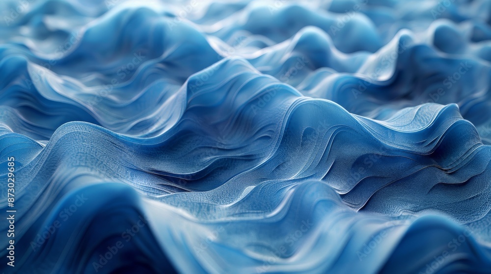 Obraz premium 3d rendering of an abstract graphics, additive manufacturing 3D printing, material and texture gradients, blue, sub-surface scattering dark environment, 