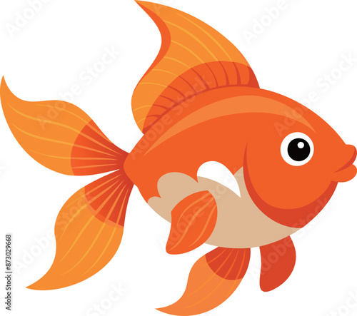 Illustration of a cute cartoon goldfish isolated on a white background