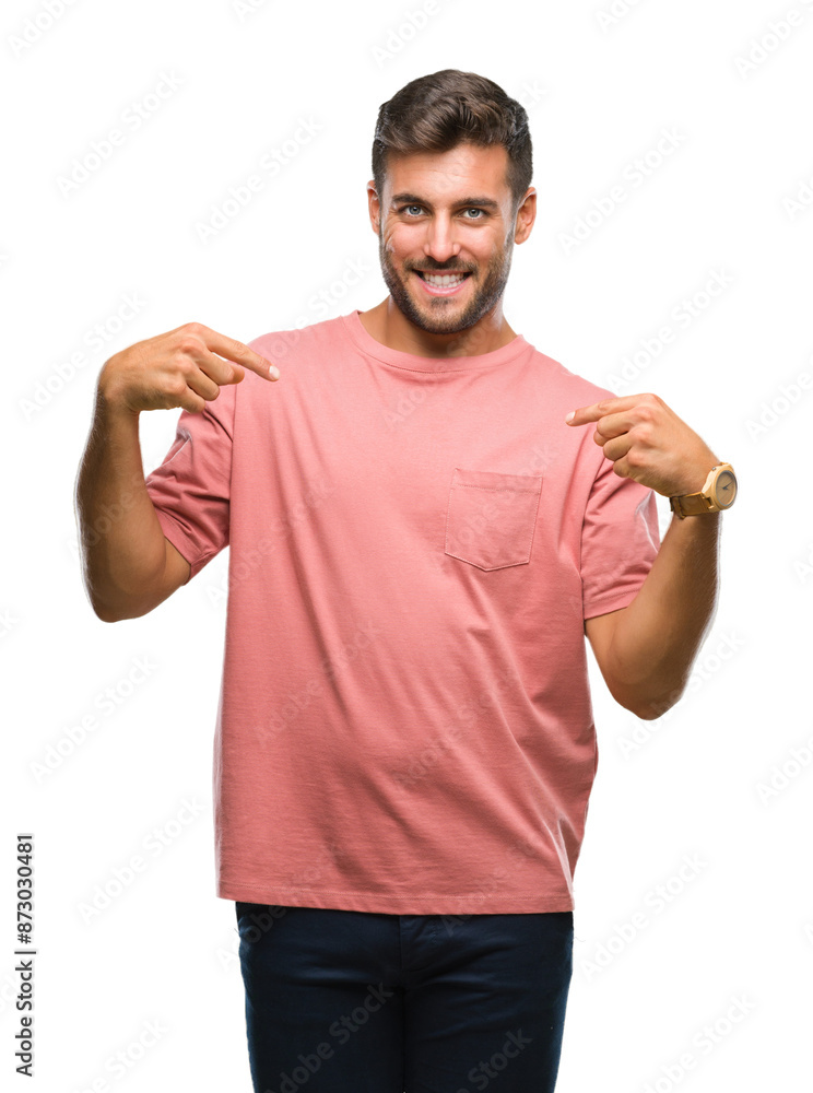 Young handsome man over isolated background looking confident with smile on face, pointing oneself with fingers proud and happy. Young handsome man over isolated background looking confident with smile on face, pointing oneself with fingers proud and happy.