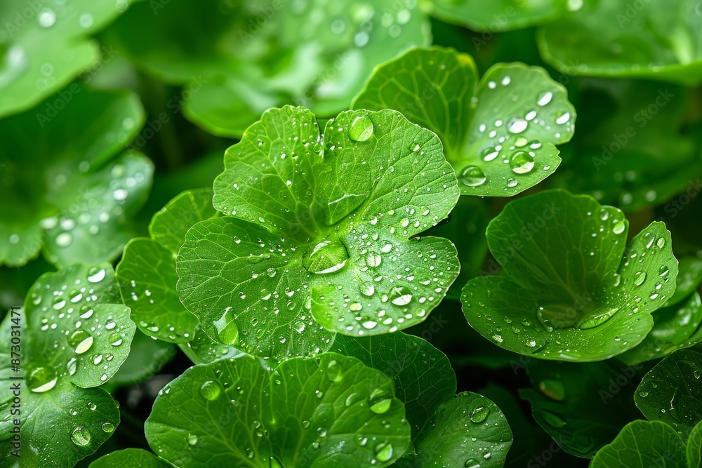 Green Leaves with Dew Drops Green Leaves with Dew Drops