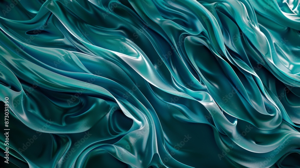 Create an abstract 3D image of digital waves in shades of blue and teal color scheme with a wide-angle lens, using a high-saturation and high-key film to enhance the sense of depth and texture in the Create an abstract 3D image of digital waves in shades of blue and teal color scheme with a wide-angle lens, using a high-saturation and high-key film to enhance the sense of depth and texture in the