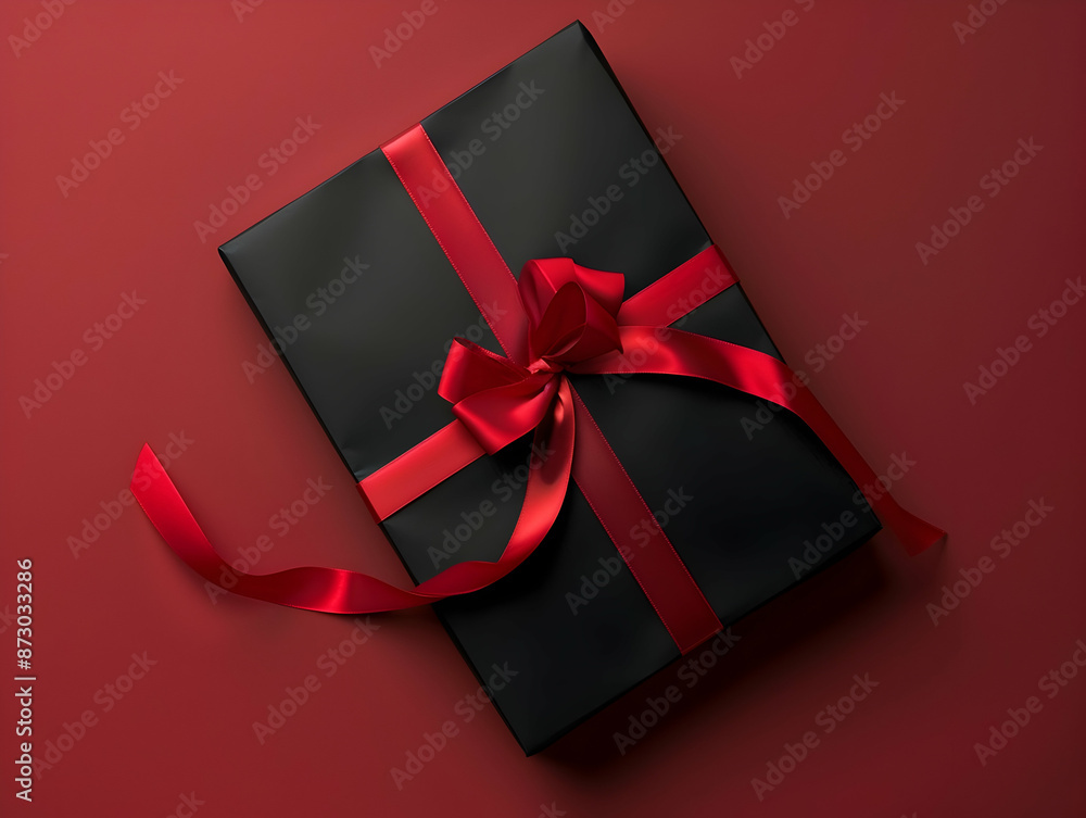 Gift box with ribbon, Holiday theme with decorative background, Elegant wrapped gift box for accessories Gift box with ribbon, Holiday theme with decorative background, Elegant wrapped gift box for accessories