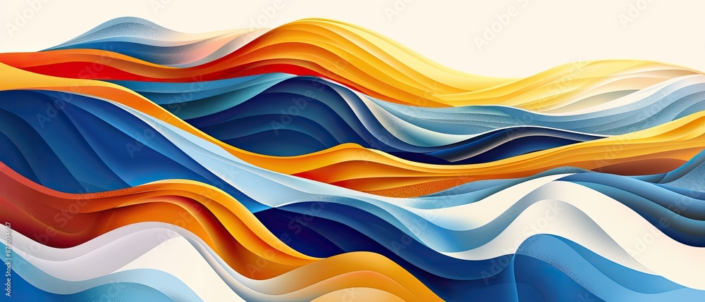 Abstract Landscape Illustration with Flowing Wave-Like Patterns in Vibrant Colors Abstract Landscape Illustration with Flowing Wave-Like Patterns in Vibrant Colors