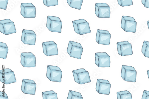 seamless pattern ice cubes; summer party background- vector illustration