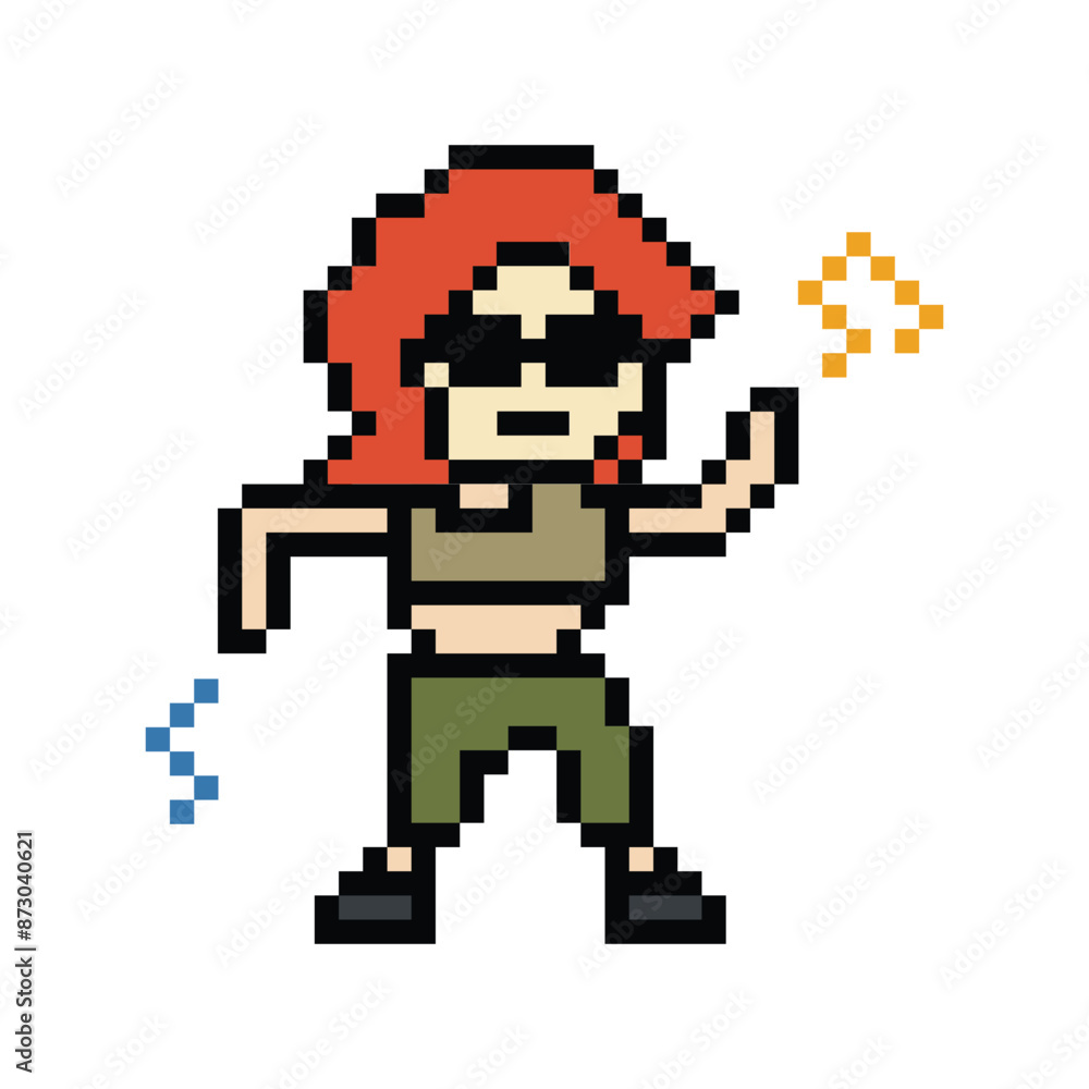 Cute pixel cartoon 8bit character woman exercises training dance lifestyle music decoration life style 8 bit female girl dance with music game fitness isolated PNG vector. Cute pixel cartoon 8bit character woman exercises training dance lifestyle music decoration life style 8 bit female girl dance with music game fitness isolated PNG vector.