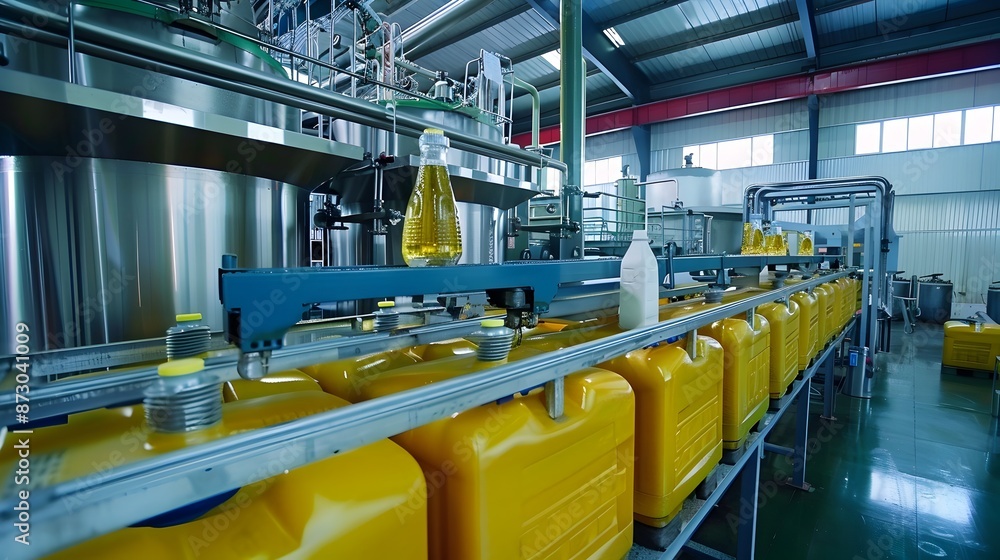 Naklejka premium Automated Rice Bran Oil Refining Equipment with Advanced Control Panels for Efficient Production