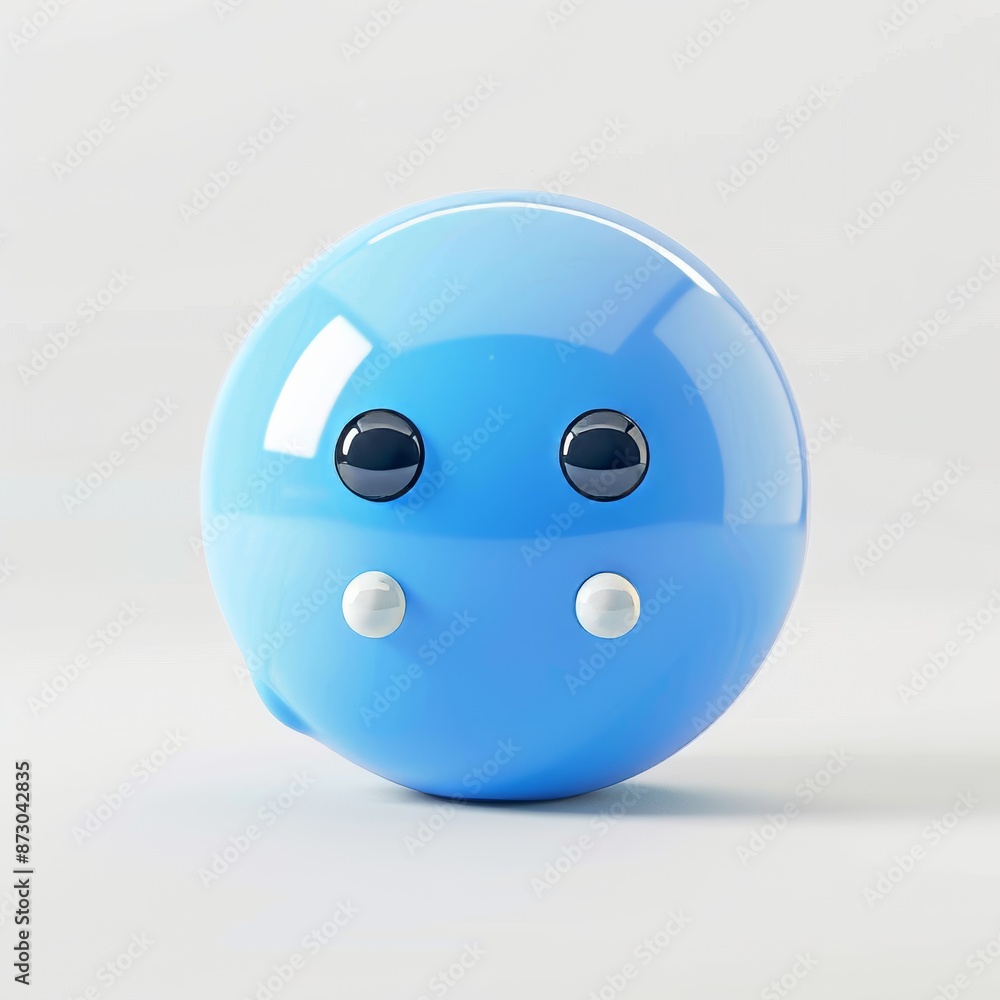 Fototapeta premium Minimalistic 3D icon of a blue chat bubble with three white dots, representing a messaging app, against a clean white background