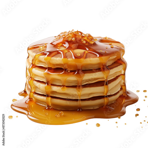 Delicious Pancakes Drizzled With Maple Syrup photo