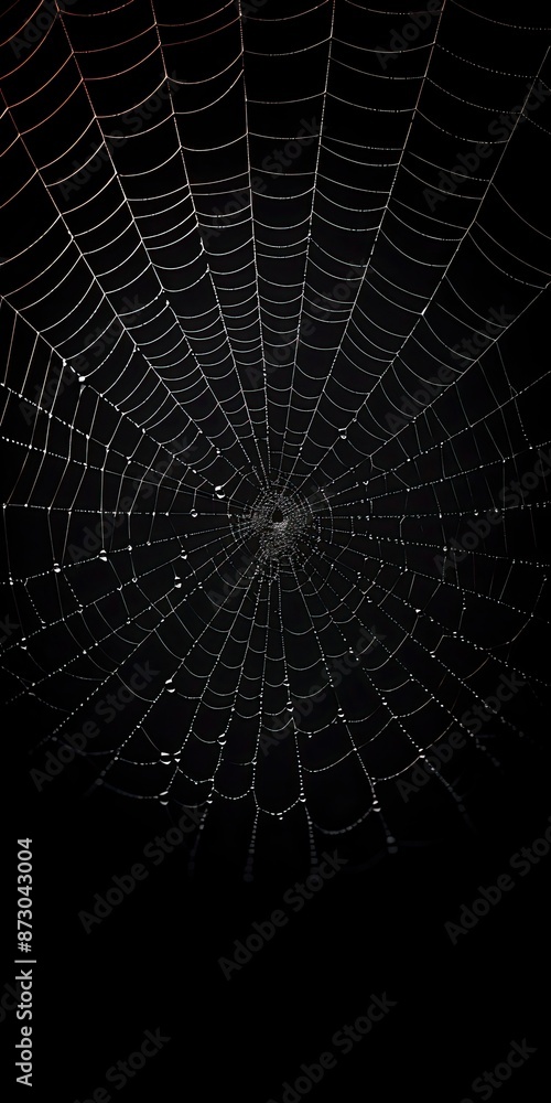 Naklejka premium Spiderweb on black darkness background real cobweb