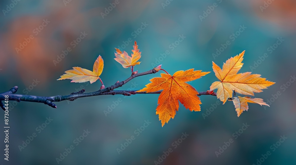 Beautiful branch with maple leaves on isolated background Beautiful branch with maple leaves on isolated background