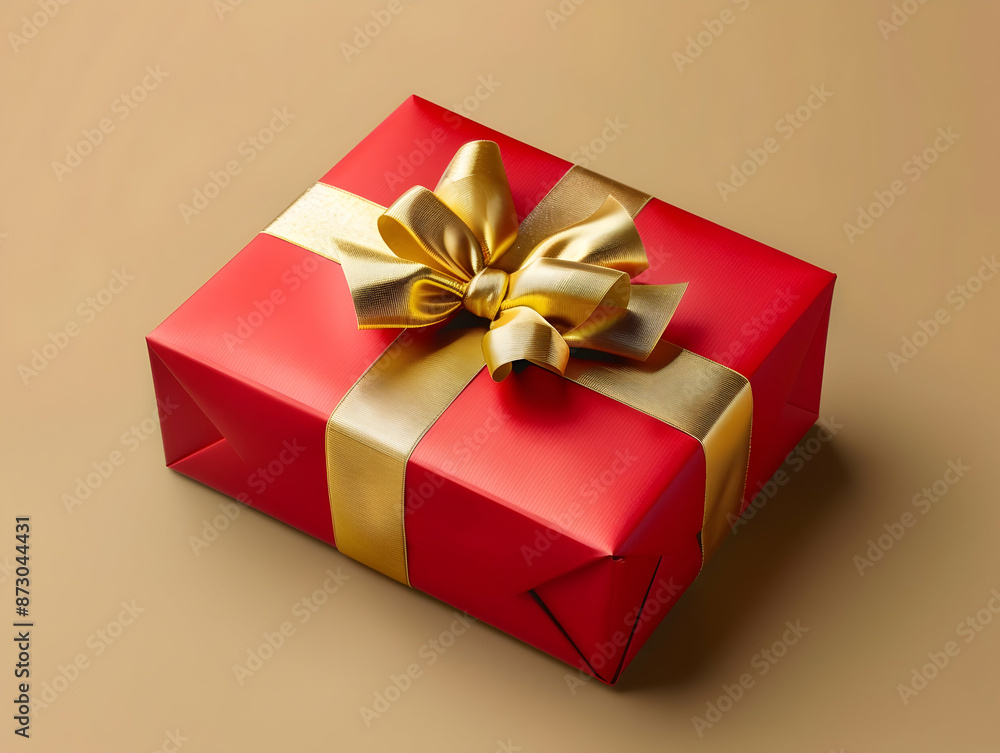 Obraz premium Gift box with ribbon, Holiday theme with decorative background, Elegant wrapped gift box for accessories