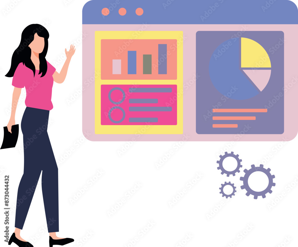 The girl is giving a presentation. The girl is giving a presentation.