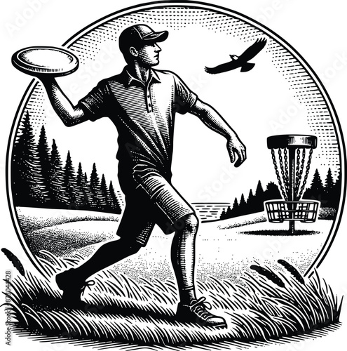 A Man Playing Disk Golf
