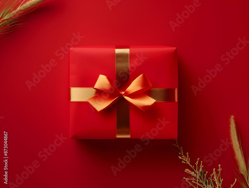 Wallpaper Mural Gift box with ribbon, Holiday theme with decorative background, Elegant wrapped gift box for accessories Torontodigital.ca