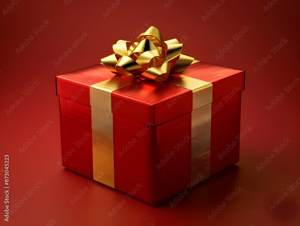 Obraz premium Gift box with ribbon, Holiday theme with decorative background, Elegant wrapped gift box for accessories