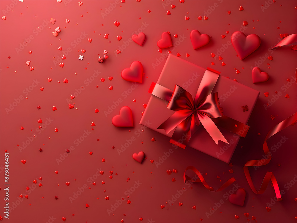 Gift box with ribbon, Holiday theme with decorative background, Elegant wrapped gift box for accessories Gift box with ribbon, Holiday theme with decorative background, Elegant wrapped gift box for accessories