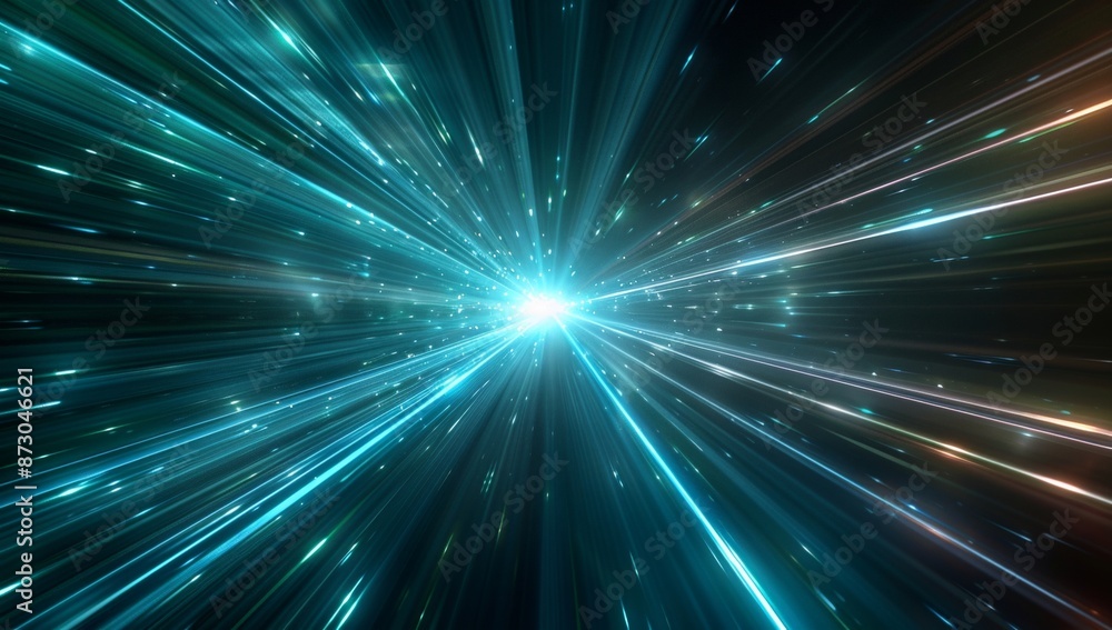 A bright light shines from the center, radiating outwards in a horizontal direction A bright light shines from the center, radiating outwards in a horizontal direction