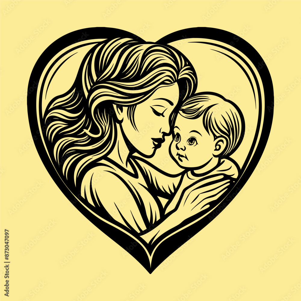 Vector of mother with baby happy mothers day background Vector of mother with baby happy mothers day background