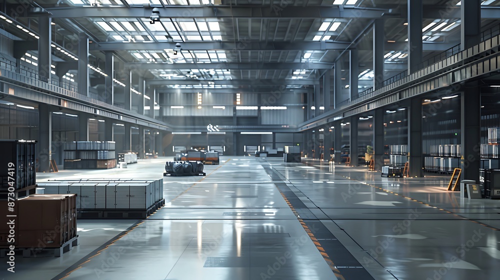 Modern Industrial Warehouse Interior with Sunlight Modern Industrial Warehouse Interior with Sunlight