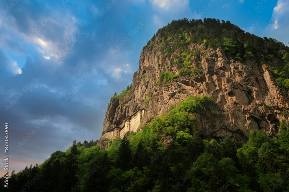 Sumela monastery courtyard under the rock. Remains of old fresco are seen on several walls.Macka, Trabzon, Sumela monastery courtyard under the rock. Remains of old fresco are seen on several walls.Macka, Trabzon,