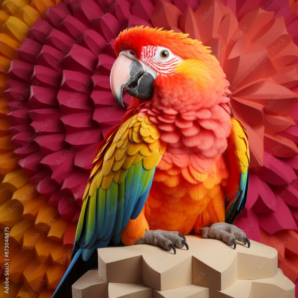 Obraz premium Vibrant Macaw on Colorful Background