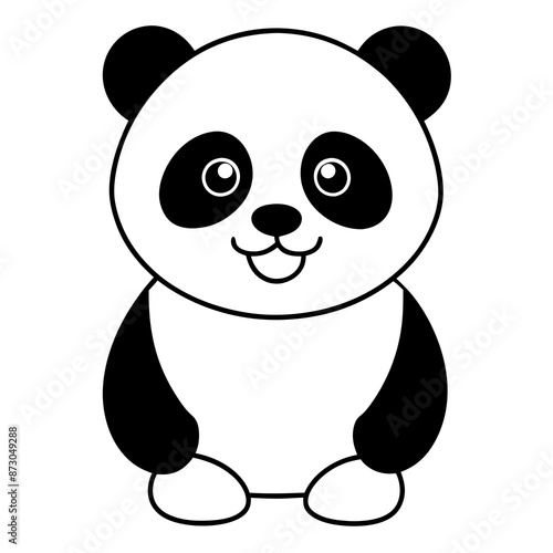 A happy pulling cute little panda vector illustration