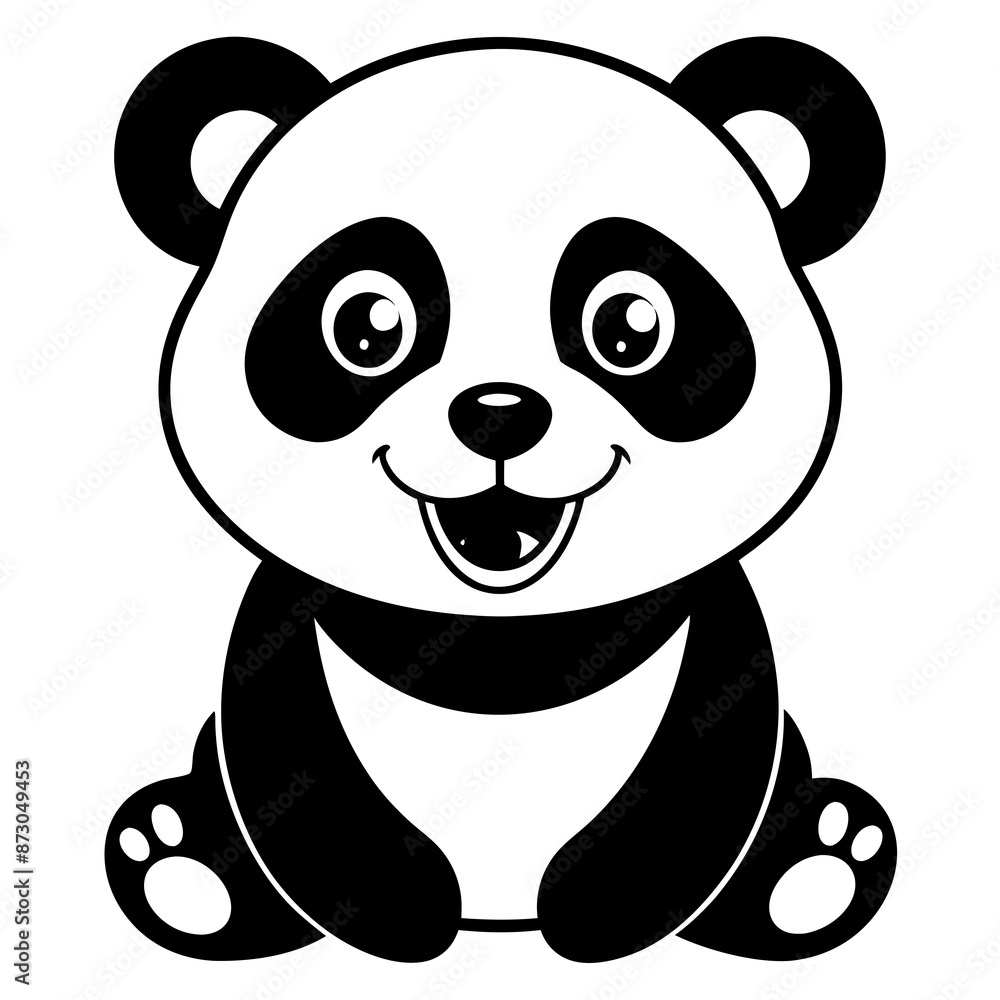 A happy pulling cute little panda vector illustration