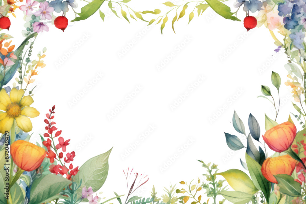 Fototapeta premium PNG Summer border painting pattern flower.