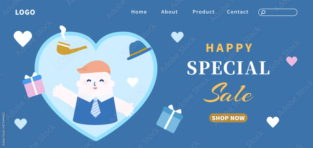 Father's Day sale poster banner vector template. Holiday shopping background website social media. Father's Day sale poster banner vector template. Holiday shopping background website social media.