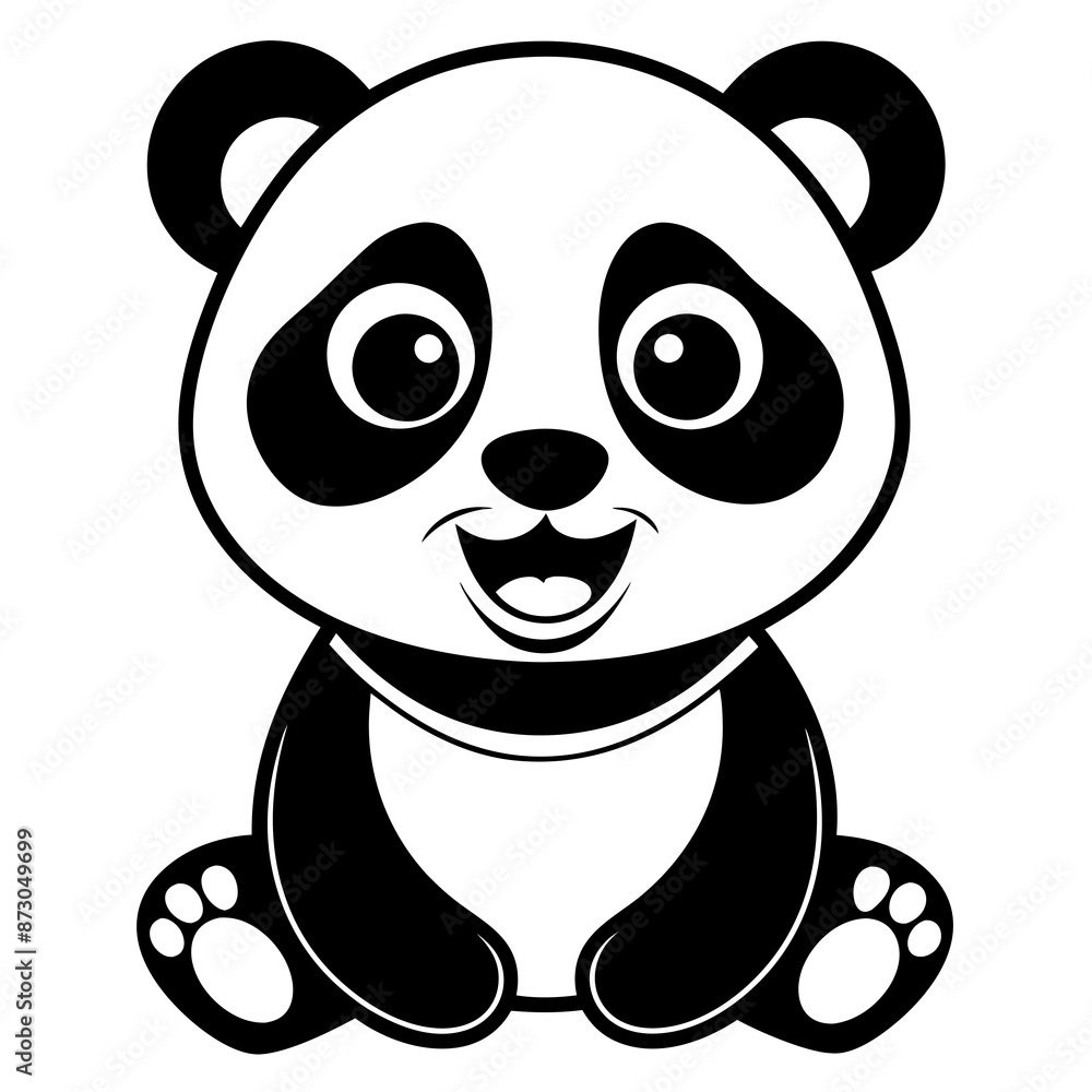 A happy pulling cute little panda vector illustration