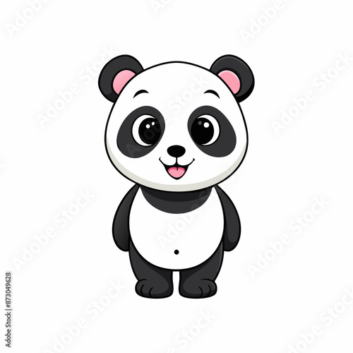 A happy pulling cute little panda vector illustration