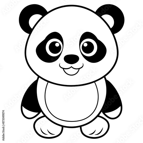 A happy pulling cute little panda vector illustration