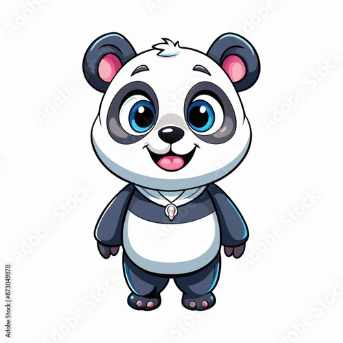 A happy pulling cute little panda vector illustration