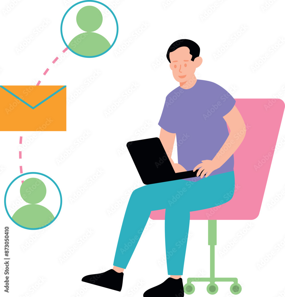 The boy is sending mail to people. The boy is sending mail to people.