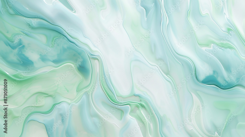 Obraz premium Abstract mix of white and green swirls.