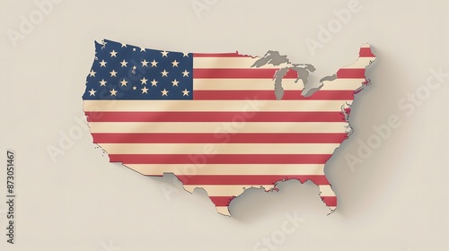 Usa map illustration with flag design. 