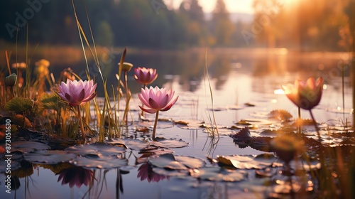 Water Lilies in the Golden Hour